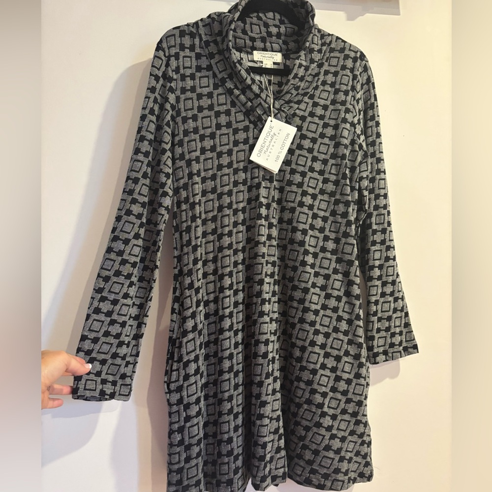 Orientique Naturally Australian Gray Patterned Women's Dress